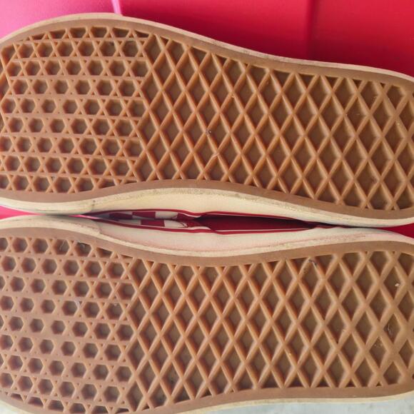 Vans Classic Slip-On Checkerboard Sneakers Red and White - Picture 6 of 6